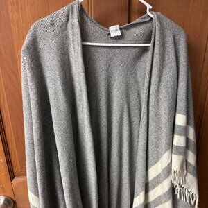 Luisa Brini Womens One Size Fits All Wool Poncho Wrap Sweater Gray Made In Italy